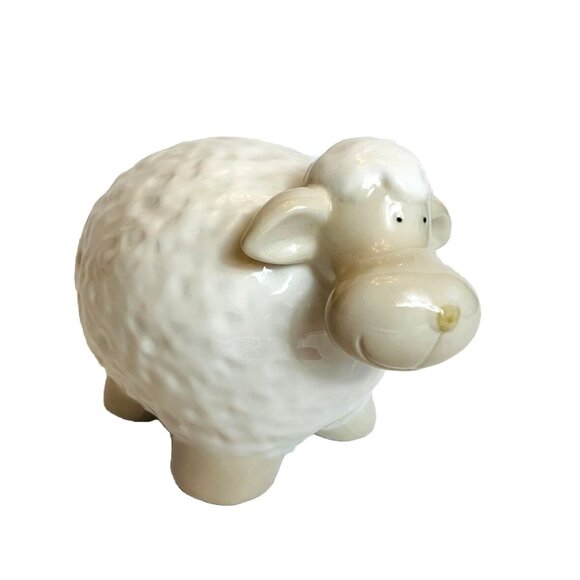 Farmhouse Ceramic Sheep Figurine Cottagecore Rustic Cozy Baby Nursery Gift - Picture 3 of 12